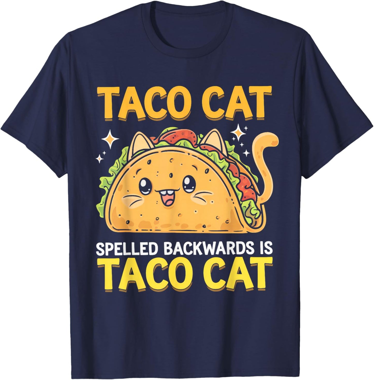 Tacocat Spelled Backwards Funny Taco Cat Cinco De Mayo Cat T-Shirt - T-Shirt | Navy