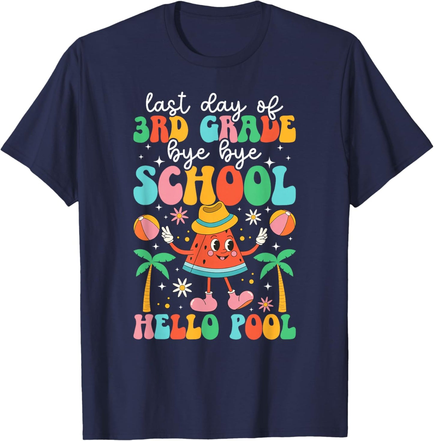 Last Day of 3rd Grade Groovy Third Grade Last Day of School T-Shirt - T-Shirt | Navy
