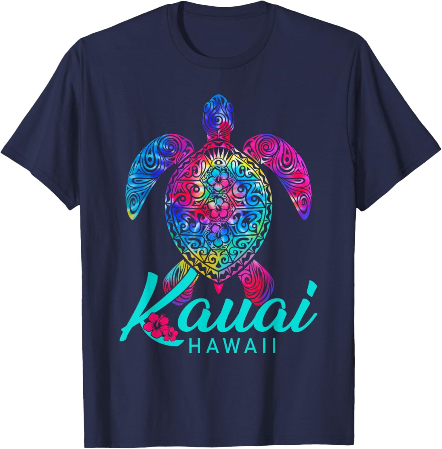 Kauai Hawaii Tribal Tie Dye Sea Turtle T-Shirt - T-Shirt | Navy