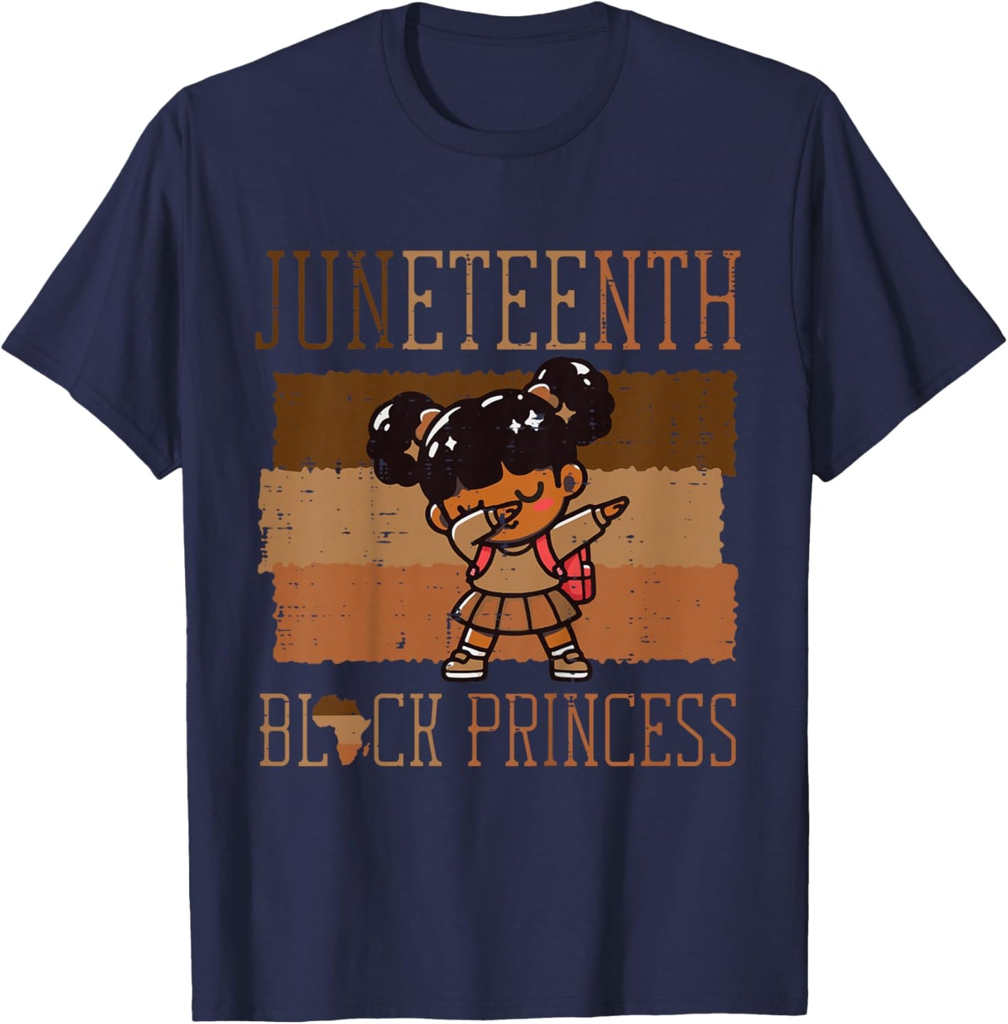 Kids Juneteenth Black Princess Black African June 19th Girls Kids T-Shirt - T-Shirt | Navy