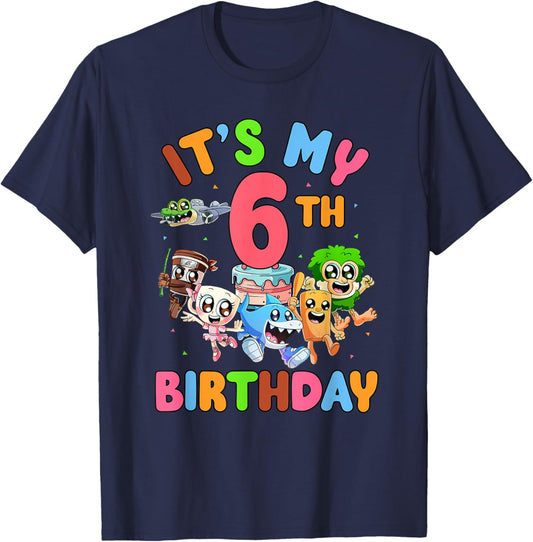It's My 6th Birthday Italian Brainrot Meme Kids Boys Girls T-Shirt - T-Shirt | Navy