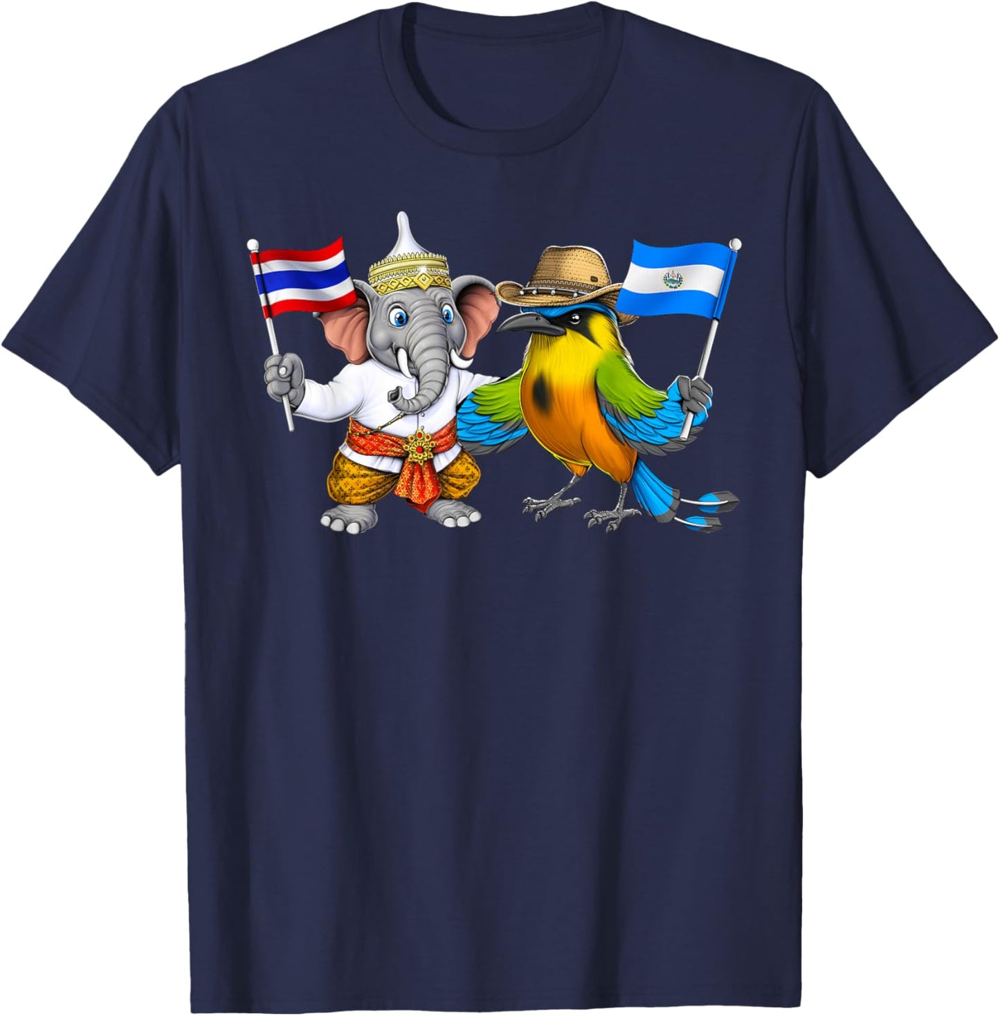 El Salvador Thaïlande Drapeau Salvadorien Thaïlandais T-Shirt - T-Shirt | Navy