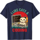 Coder Programmer Cat Lover Cat Dad I Like Cats & Coding T-Shirt - T-Shirt | Navy