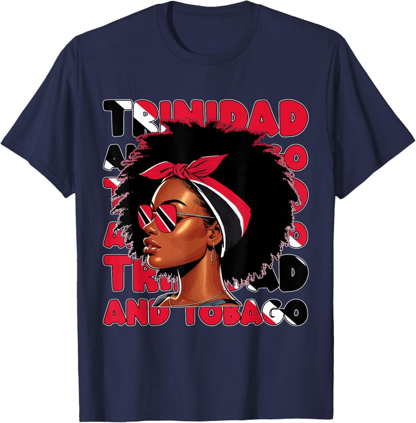 Tobagonian Girl Trinidad Flag Proud Trini Women T-Shirt - T-Shirt | Navy