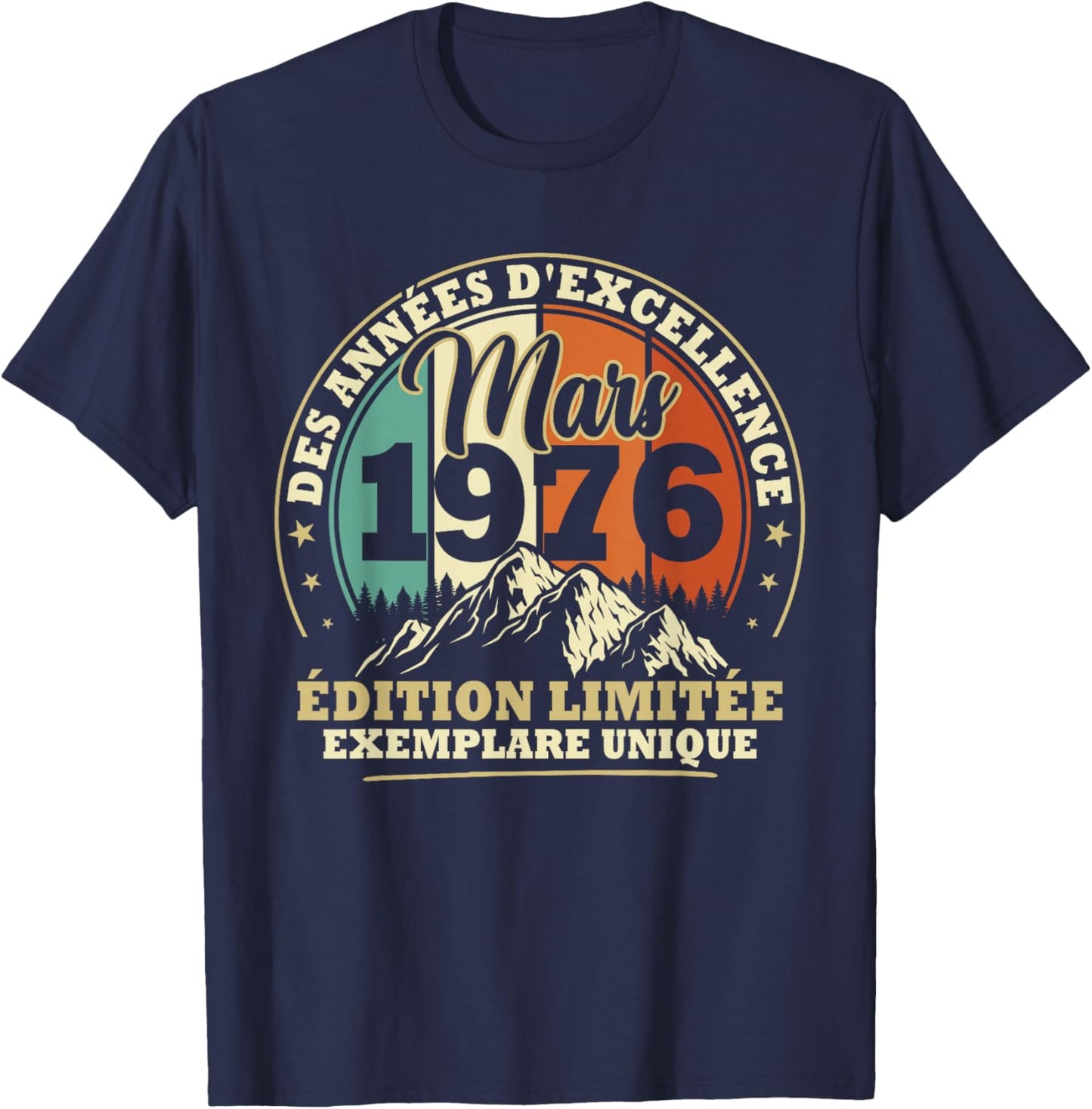 Vintage March 1976 Birthday Gift 50 Years Men Women T-Shirt - T-Shirt | Navy