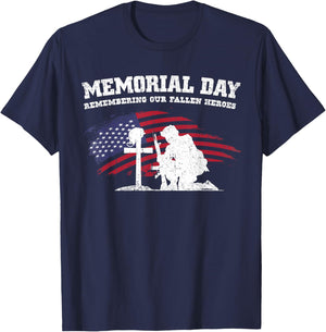 Memorial Day Remembering Our Fallen Heroes USA Patriotic Men T-Shirt - T-Shirt | Navy