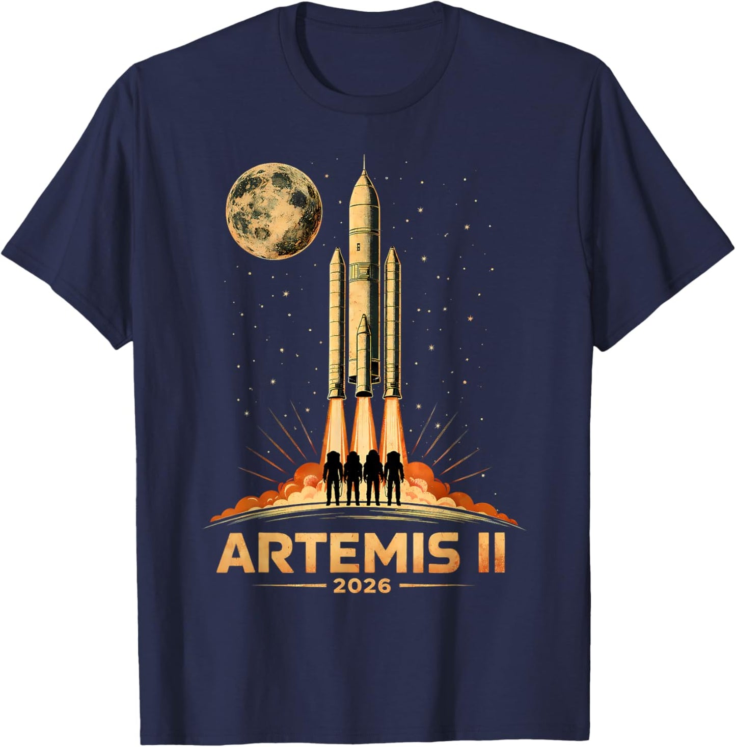 Artemis II Launch to The Moon Space Mission 2026 T-Shirt - T-Shirt | Navy