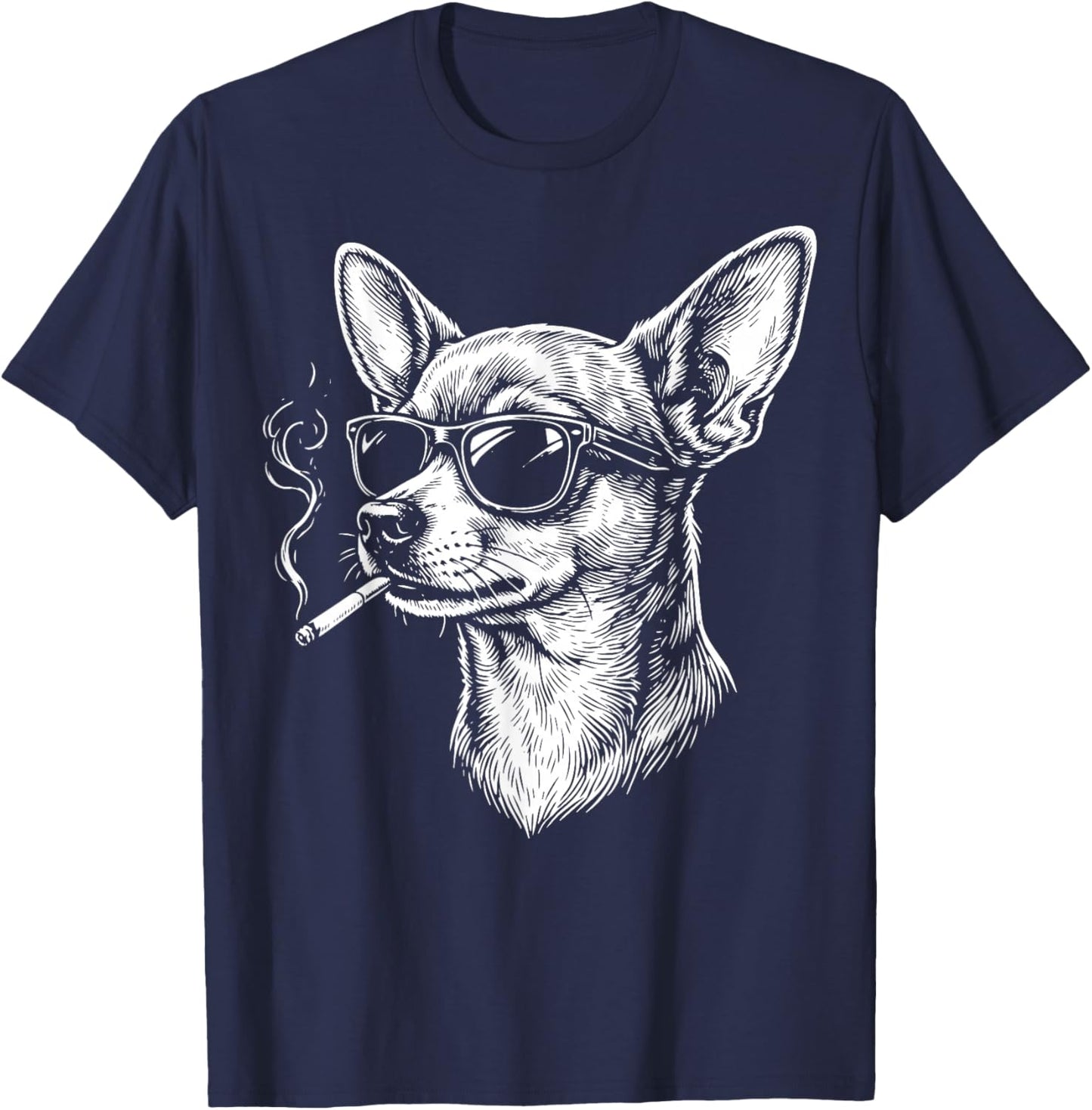 Chihuahua Fumer Cigarette T-Shirt - T-Shirt | Navy