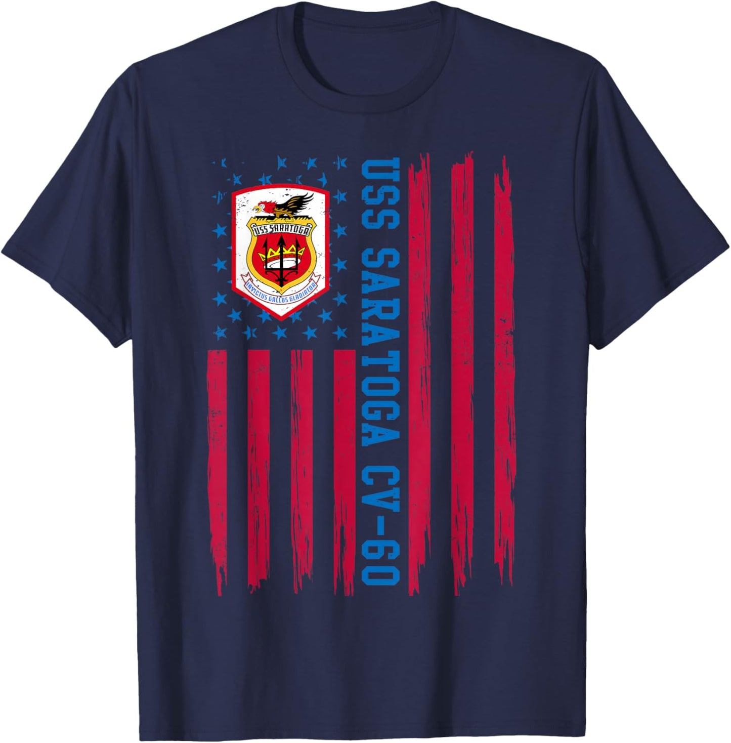 USS Saratoga CV-60 American Flag Aircraft Carrier Veteran Men T-Shirt - T-Shirt | Navy