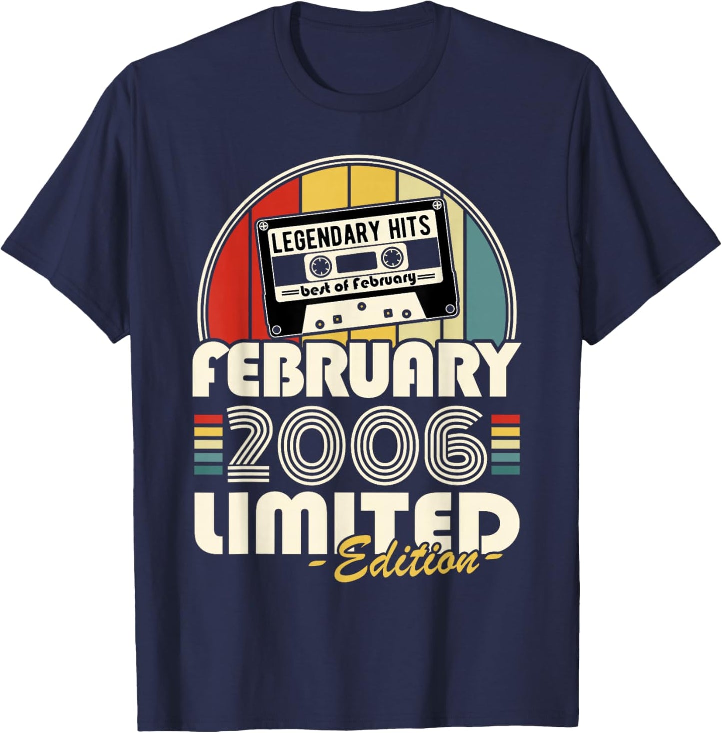 Vintage Anniversaire 20 Ans Née en Février 2006 Garçon Fille T-Shirt - T-Shirt | Navy