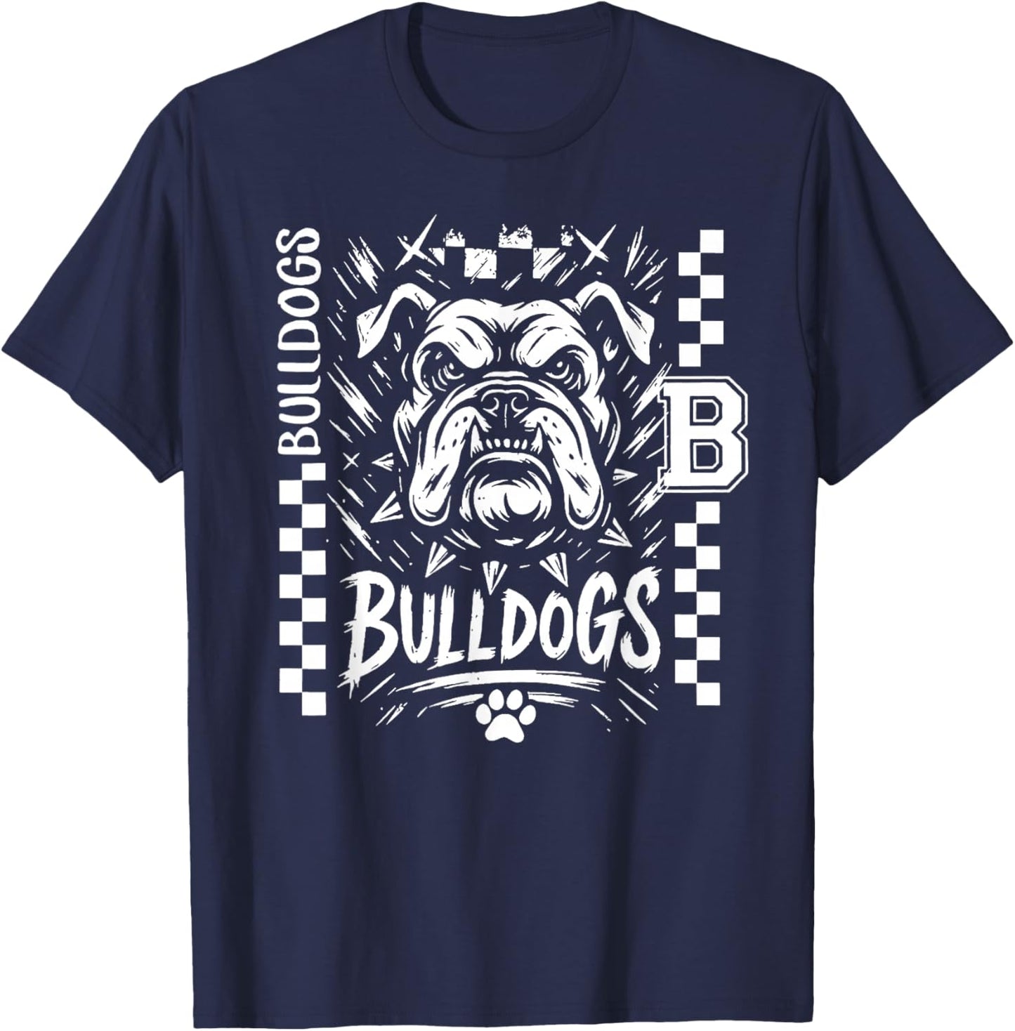 Vintage Bulldogs School Spirit Back to School T-Shirt - T-Shirt | Navy