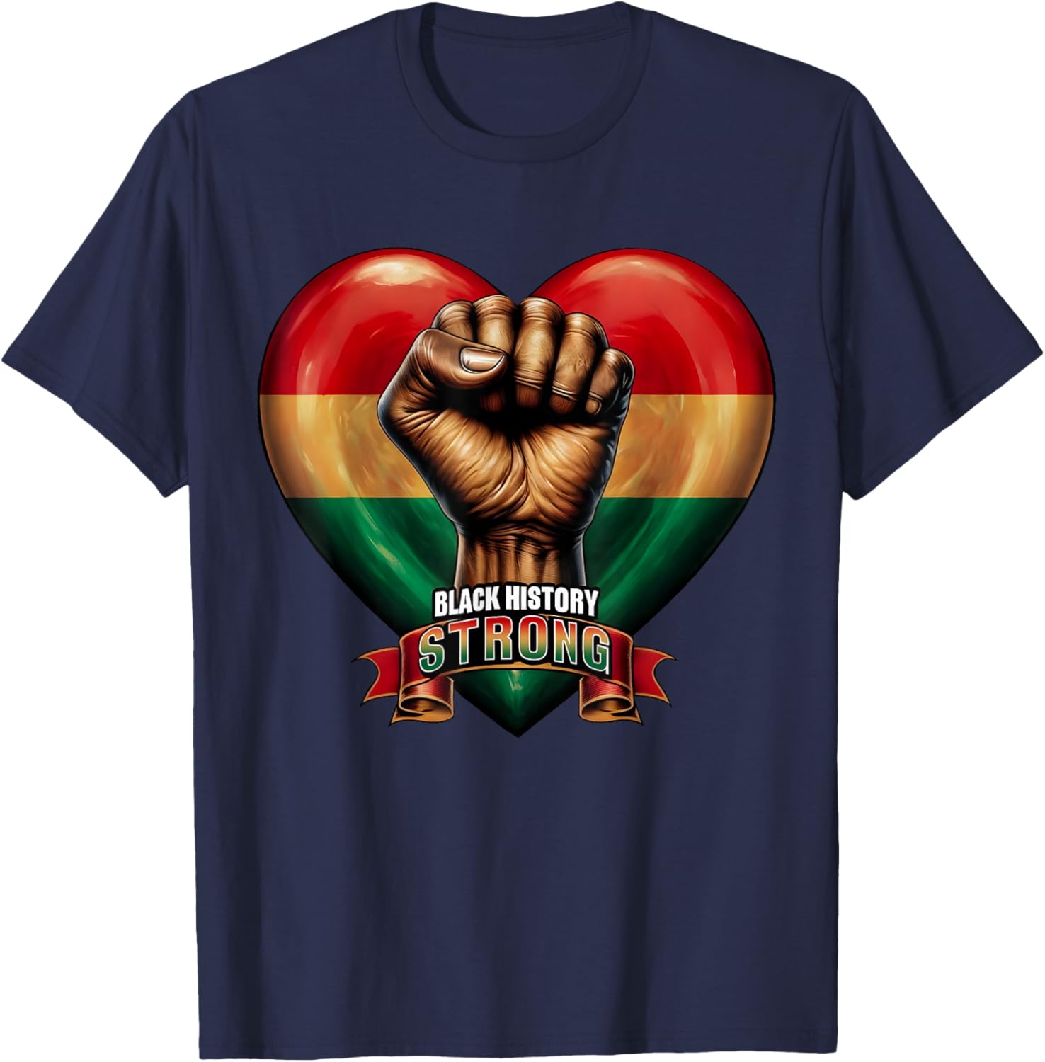 Black Leaders Black History Strong Power Fist Hand Inspiring T-Shirt - T-Shirt | Navy