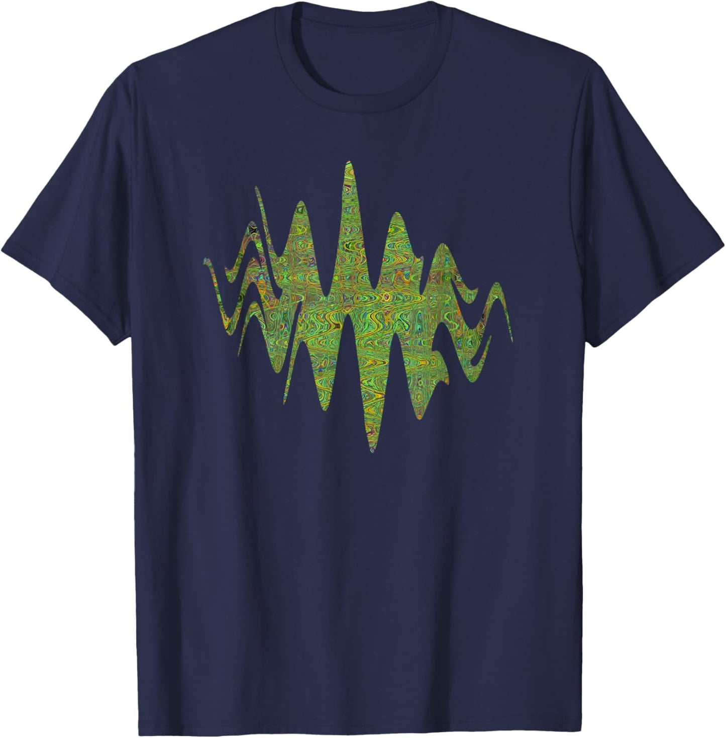 Retro abstrakte Chartreuse-grüne Schnörkellinien T-Shirt - T-Shirt | Navy
