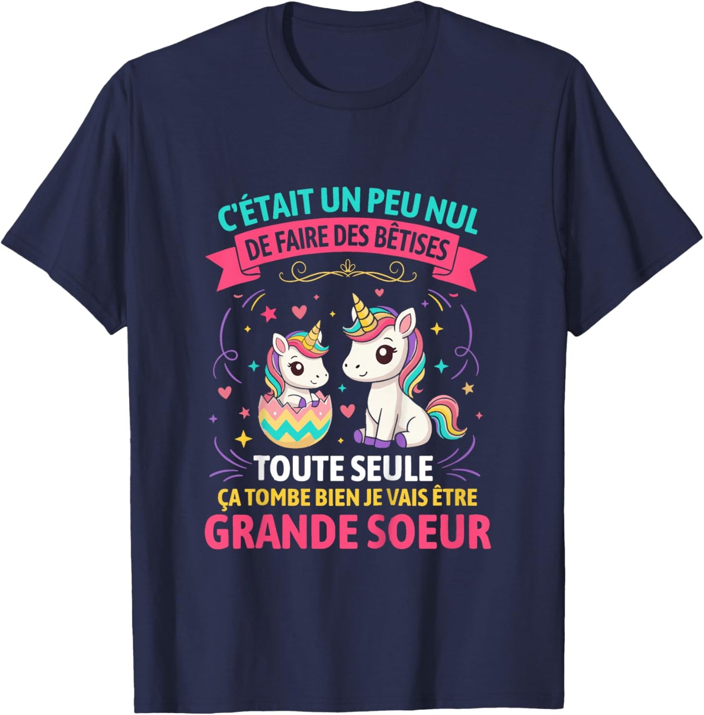 Enfant Annonce Grossesse Grande Soeur Bêtises Future Grande Sœur T-Shirt - T-Shirt | Navy