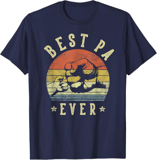Best Pa Ever - Retro Fist Bump Vintage Design Pa T-Shirt - T-Shirt | Navy