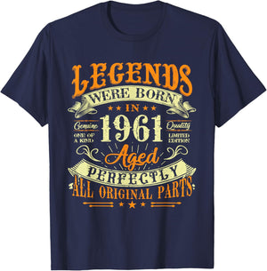 64th Birthday Vintage Legends Born In 1961 64 Years Old T-Shirt - T-Shirt | Navy