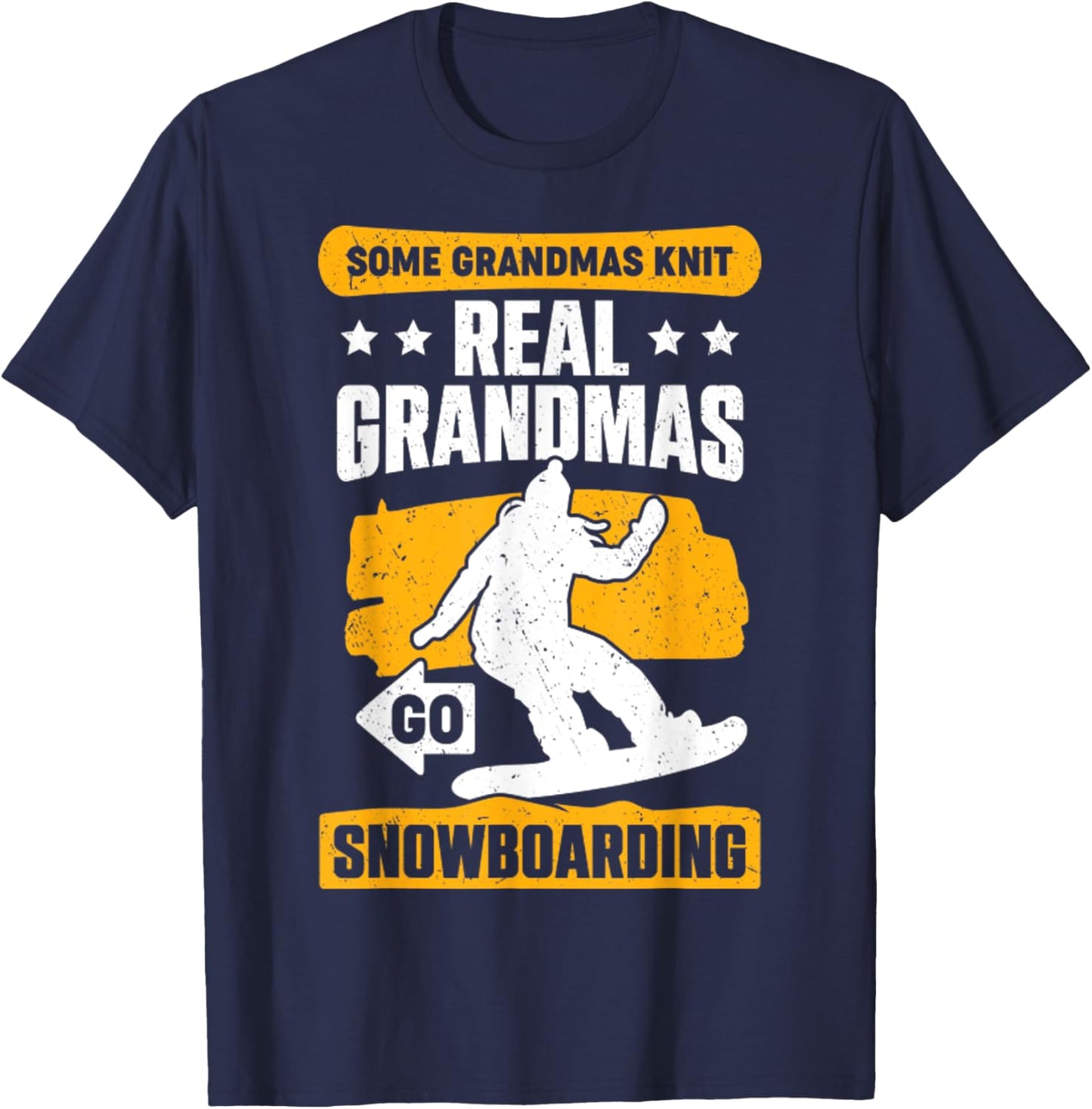 Snowboarding Grandma Snowboarder Old Woman Gift Funny T-Shirt - T-Shirt | Navy