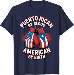 Puerto Rican Pride Flag Boxing Gloves American Boricua Roots T-Shirt - T-Shirt | Navy