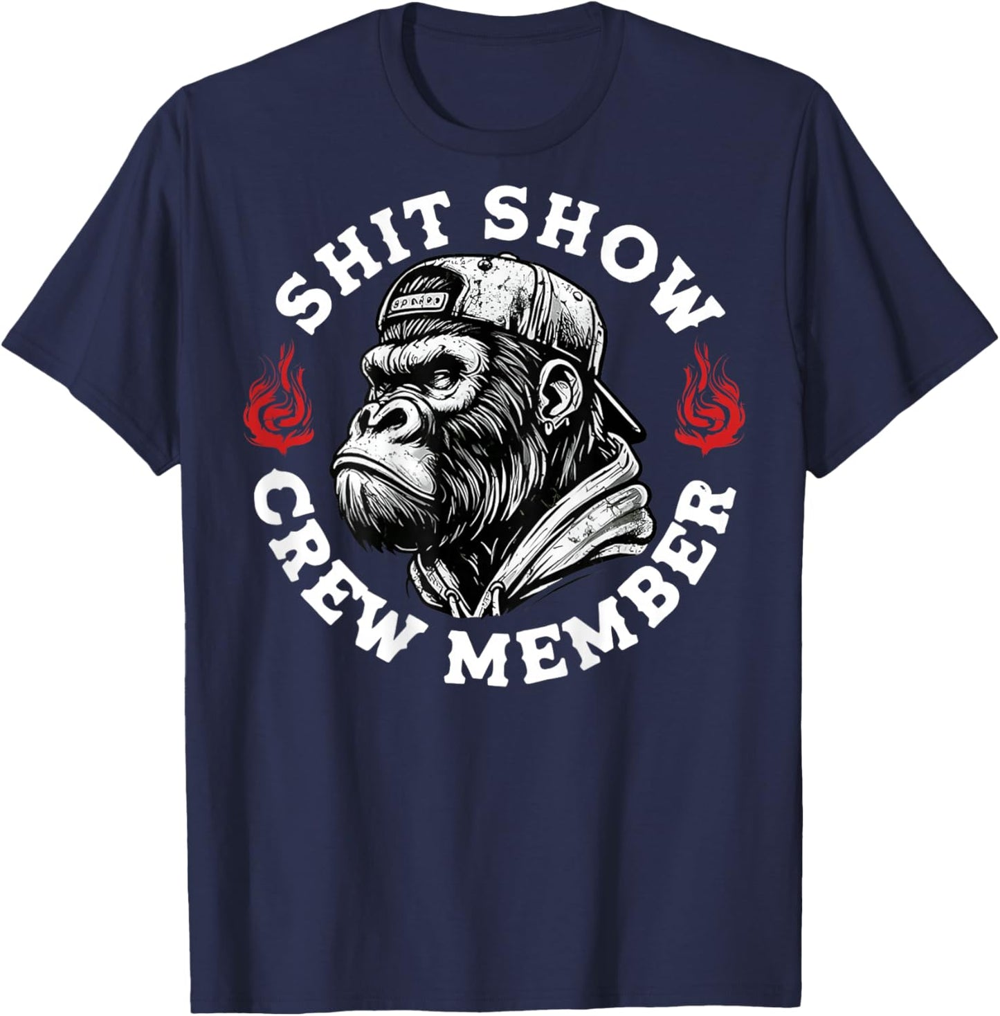Shit Show Crew Member Monkey Vintage (On Back) T-Shirt - T-Shirt | Navy