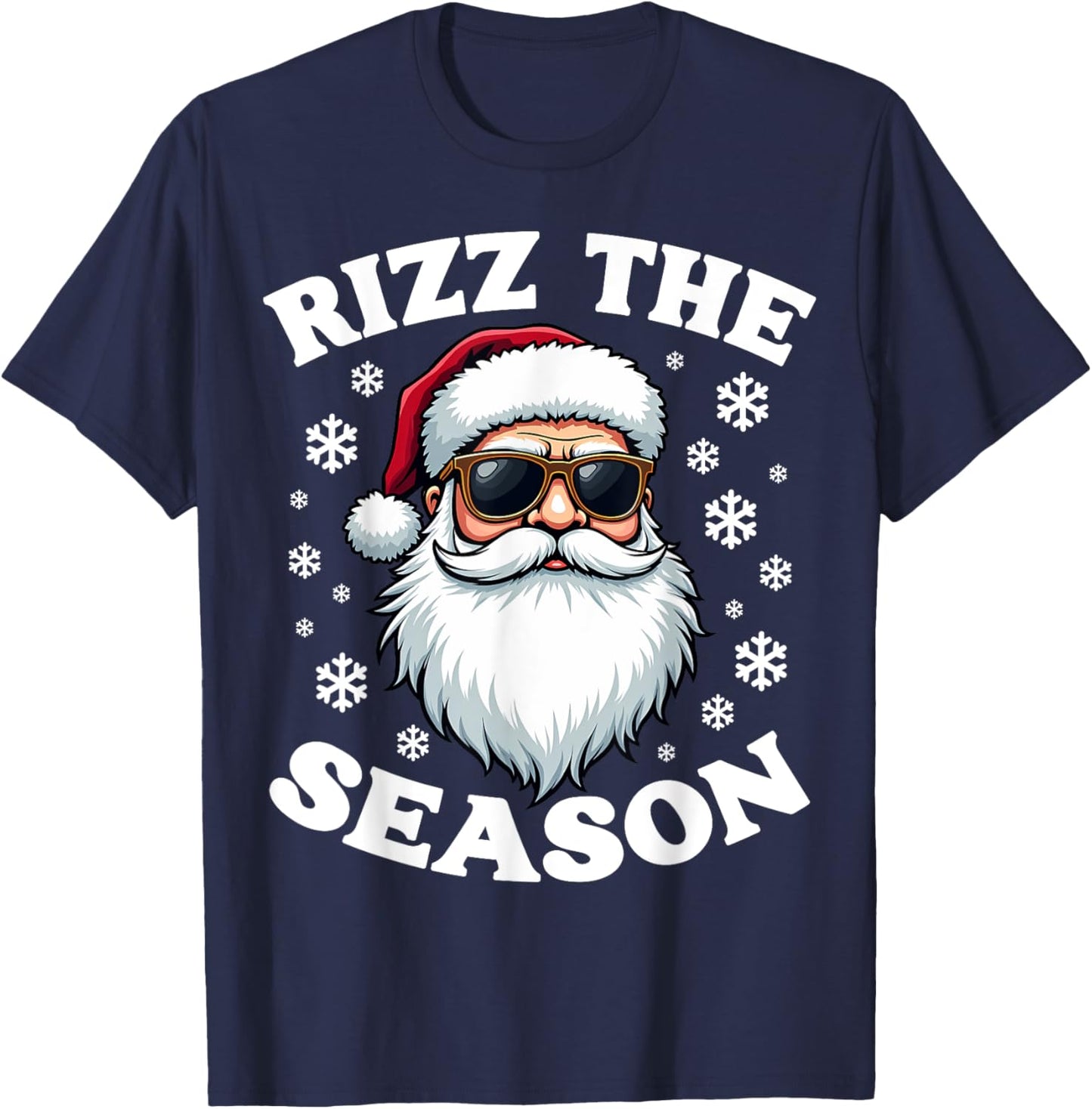 Rizz The Season Funny Christmas Charming Santa Silly Xmas T-Shirt - T-Shirt | Navy