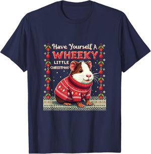 Wheeky Little Christmas Ugly Sweater Guinea Pig T-Shirt - T-Shirt | Navy
