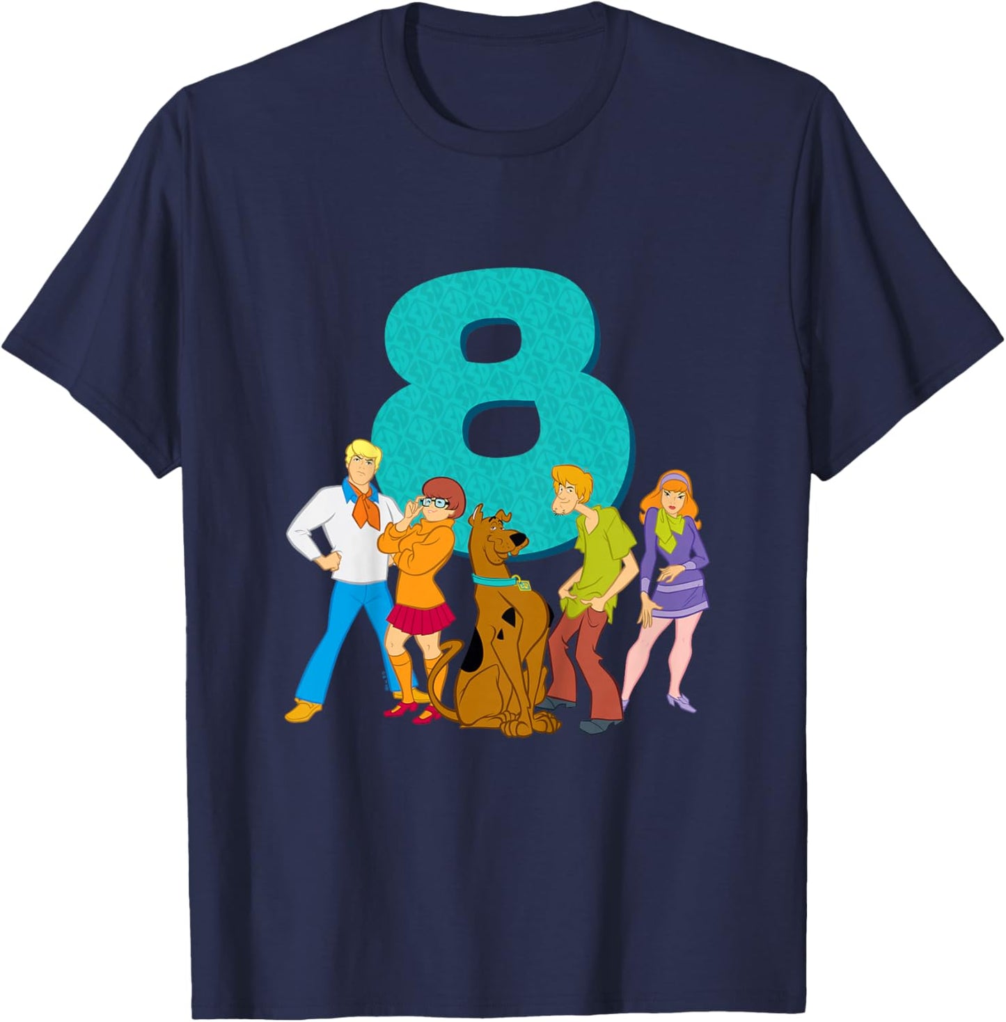 Kids Scooby-Doo 8th Birthday This Meddling Kid is 8 T-Shirt - T-Shirt | Navy
