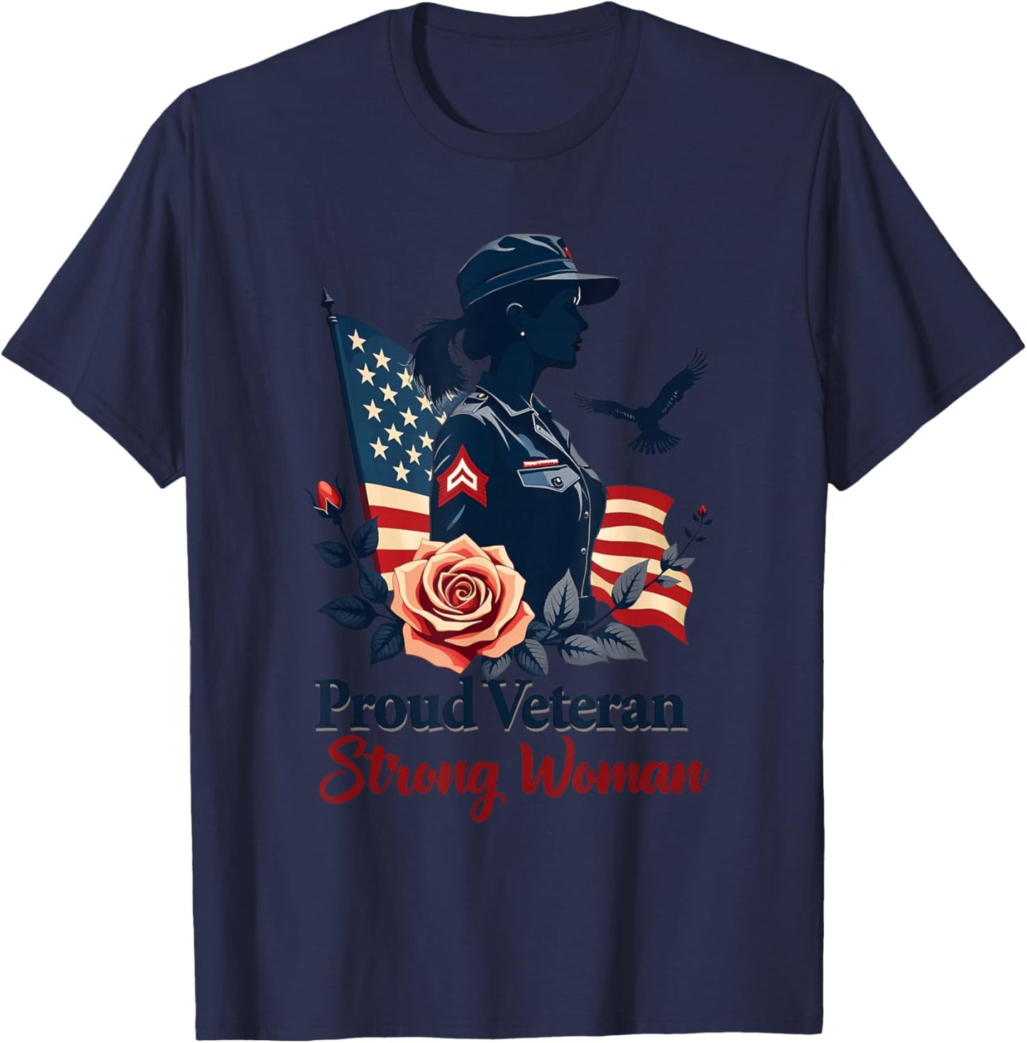 Proud Veteran Strong Woman Female Veteran T-Shirt - T-Shirt | Navy
