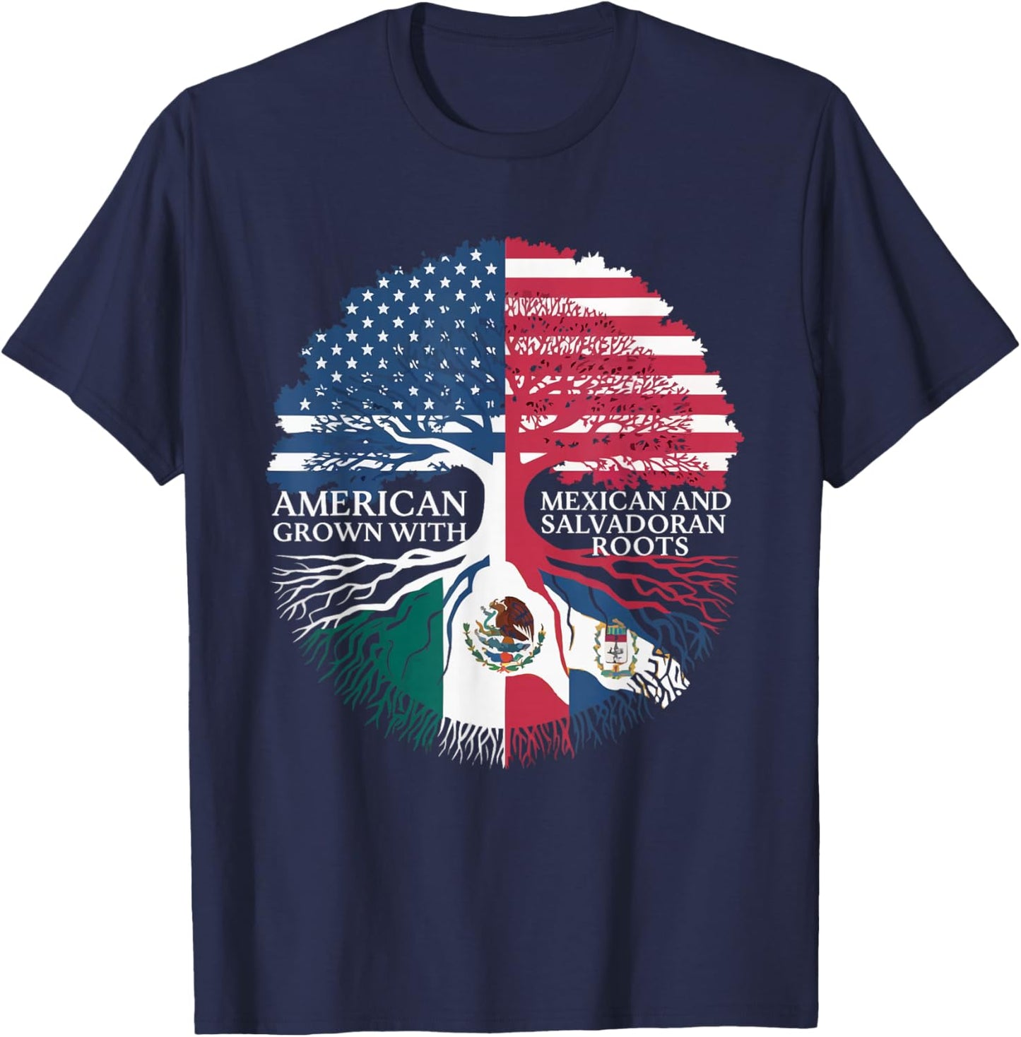 Half Mexican Half Salvadorian El Salvador Flag Mexico T-Shirt - T-Shirt | Navy