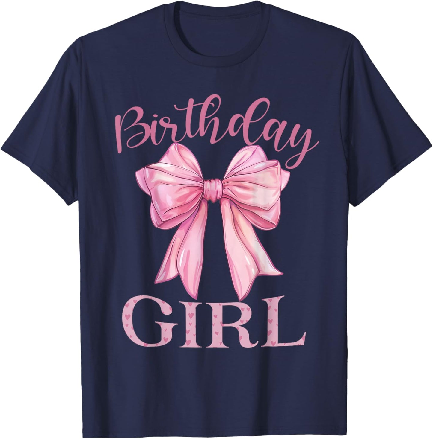 Birthday Girl Shirt Coquette Bow Birthday Party T-Shirt - T-Shirt | Navy