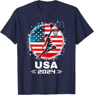 USA Team 2024 Basketball Shirt Women Kids Basketball T-Shirt - T-Shirt | Navy