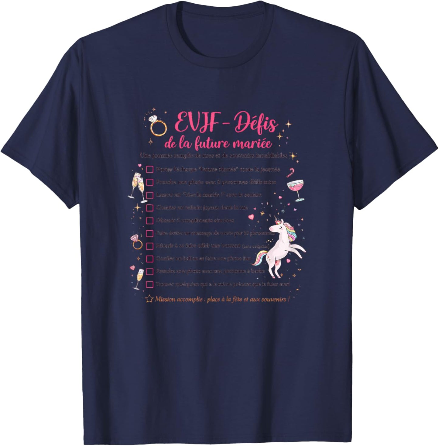 EVJF - Challenges of the Bride to Be T-Shirt - T-Shirt | Navy
