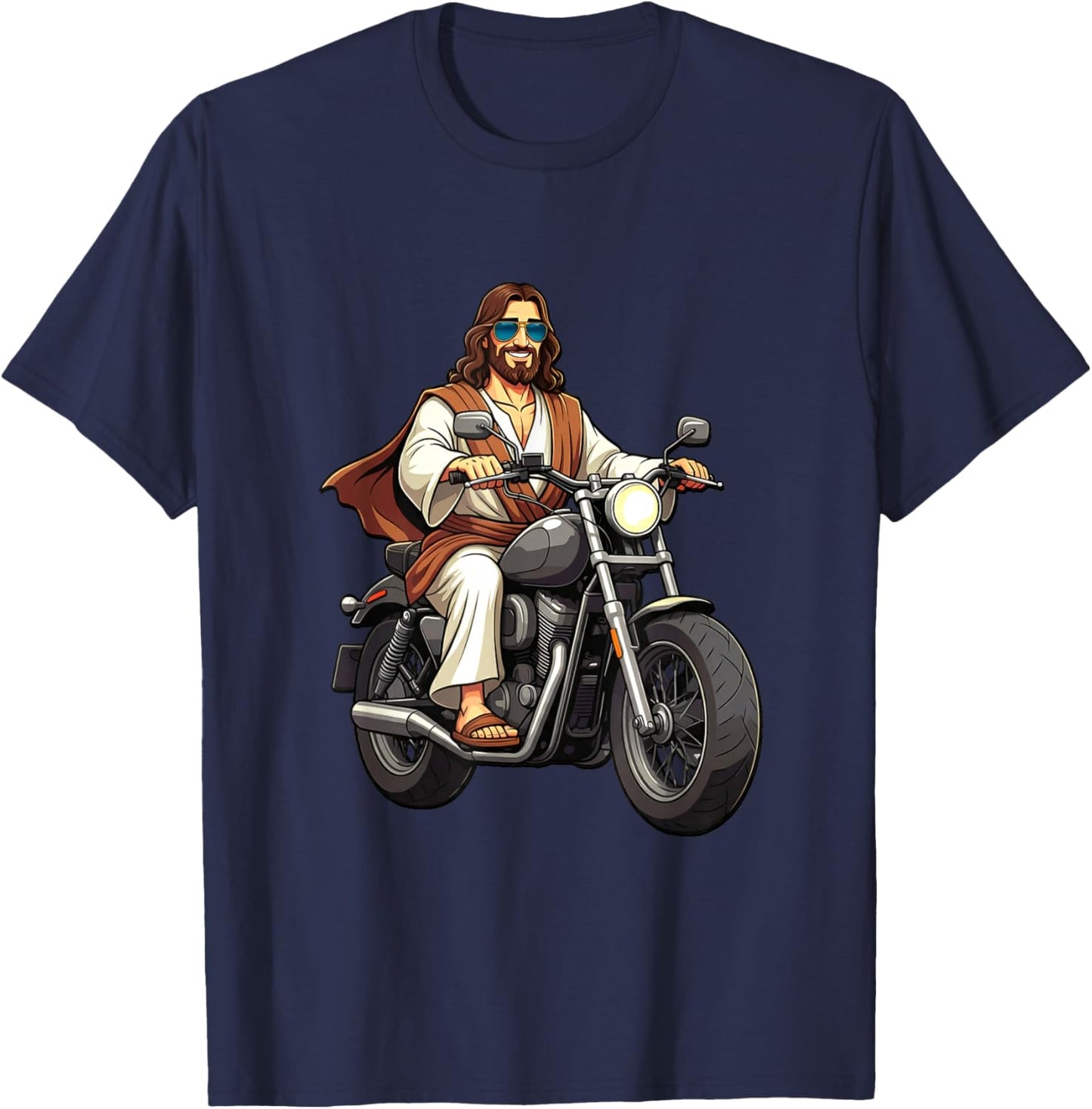 Jesus On A Motorcycle T-Shirt - T-Shirt | Navy