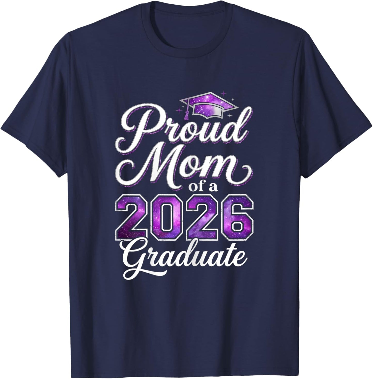 Proud Mom of A 2026 Graduate Graduation Purple Mama T-Shirt - T-Shirt | Navy