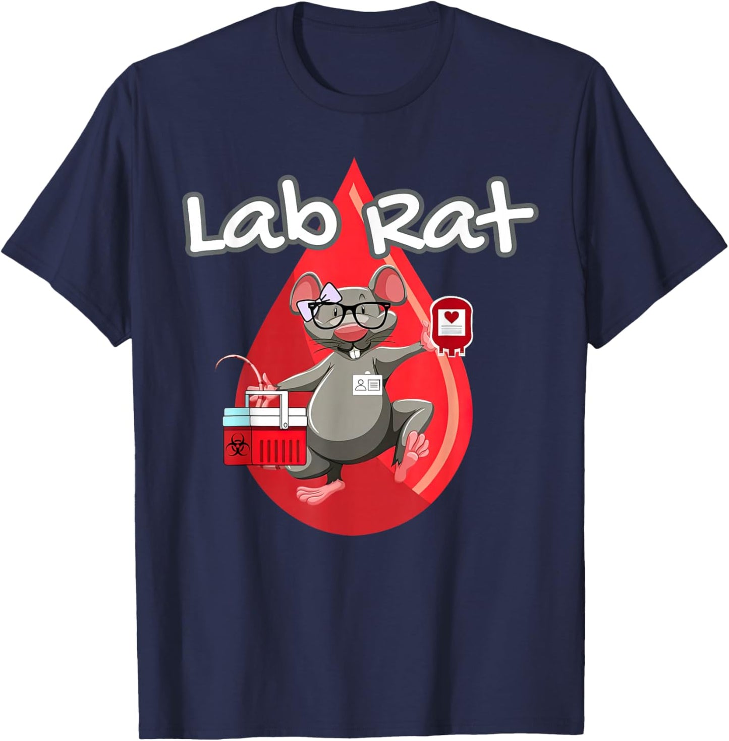 Cute Lab Rat Blood Bank Medical Technologist Scientist Tech T-Shirt - T-Shirt | Navy