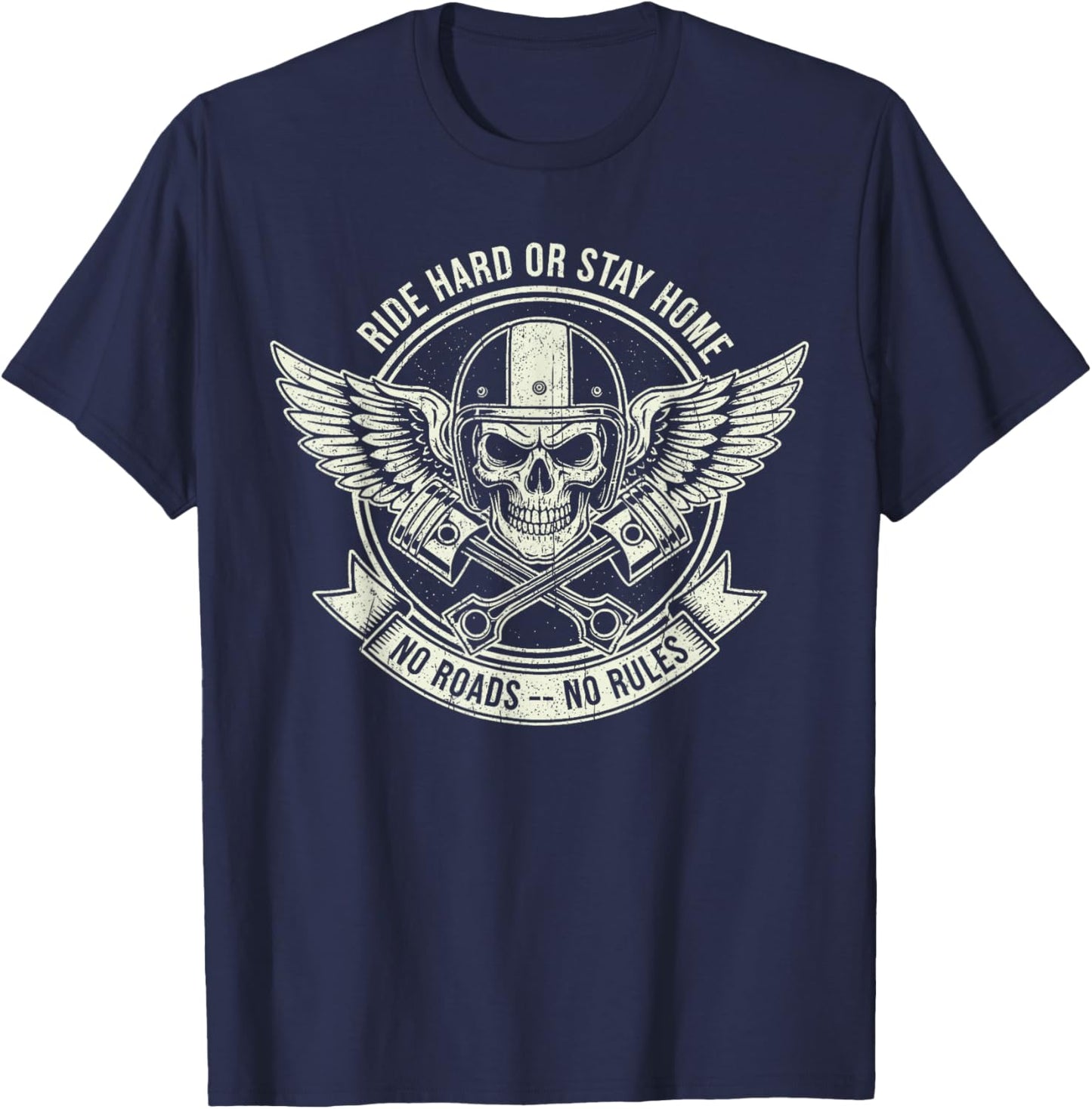 Vintage Motorcycle Riders Funny Men Women Biker Motorcycle T-Shirt - T-Shirt | Navy