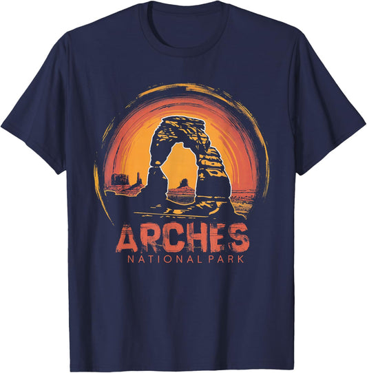 Arches - US National Park Utah Vintage Men Women Kids Retro T-Shirt - T-Shirt | Navy