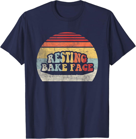 Retro Funny Baking Shirt Gifts Resting Bake Face Funny Baker T-Shirt - T-Shirt | Navy
