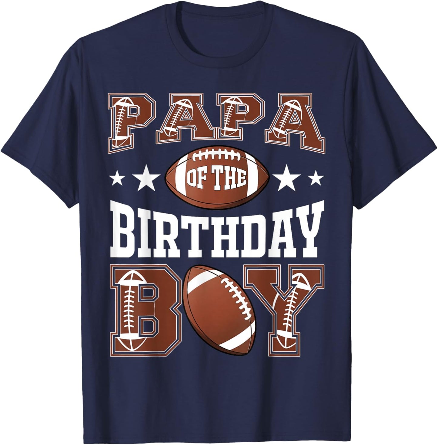 Papa Of The Birthday Boy Football Game Day T-Shirt - T-Shirt | Navy