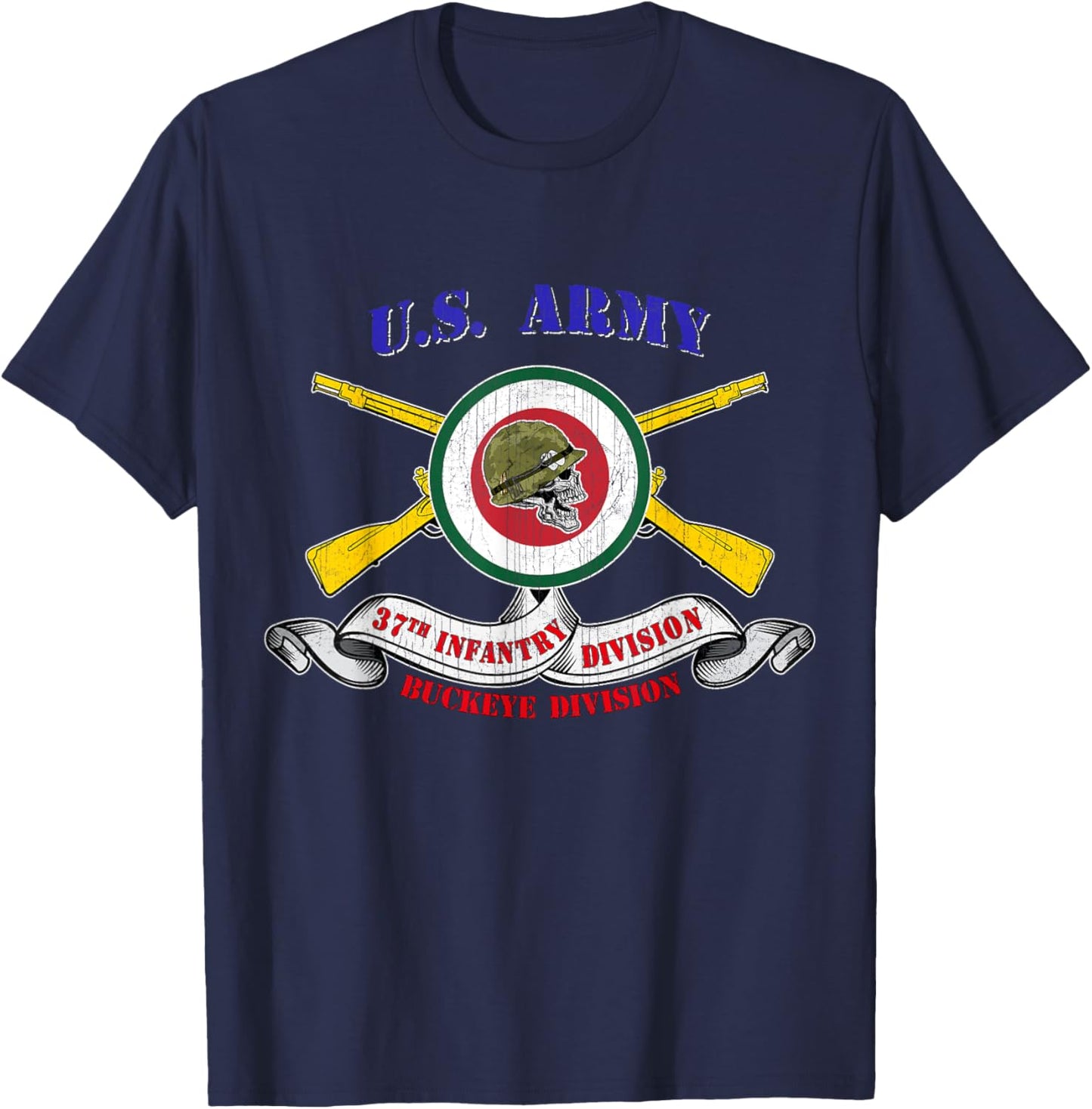 37th Infantry Division 37th ID Veteran Buckeye Division T-Shirt - T-Shirt | Navy