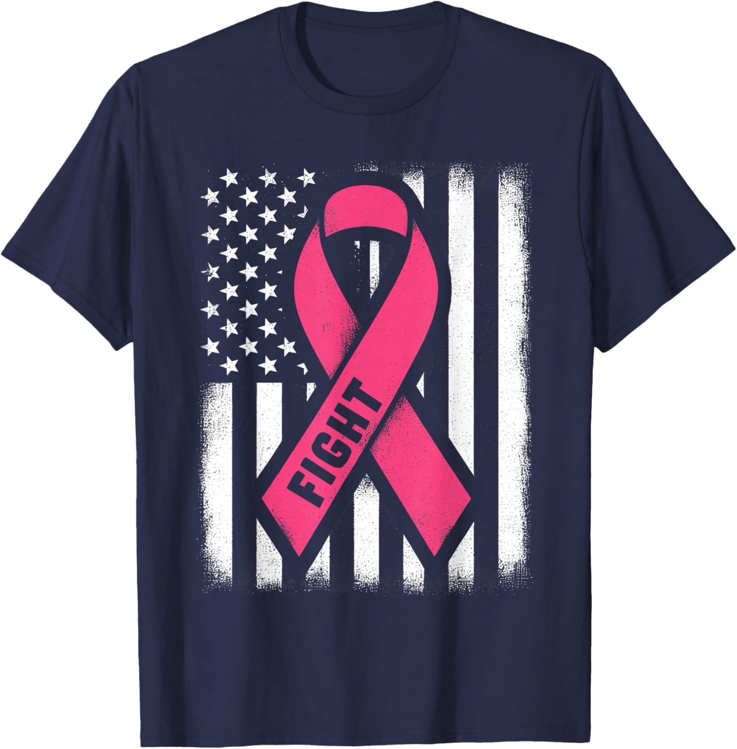 Fight Breast Cancer Shirts Breast Cancer Flag Shirt T-Shirt - T-Shirt | Navy