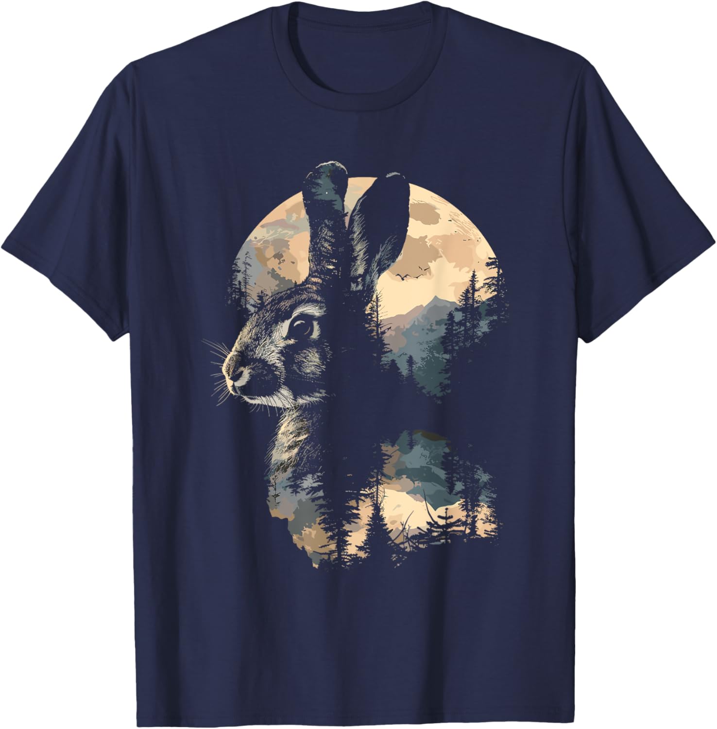 Rabbit Mountain Landscape Nature Wildlife T-Shirt - T-Shirt | Navy