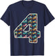 Kids 4th Birthday 4 Tractors Four Year Old Bday Farm Truck Boys T-Shirt - T-Shirt | Navy