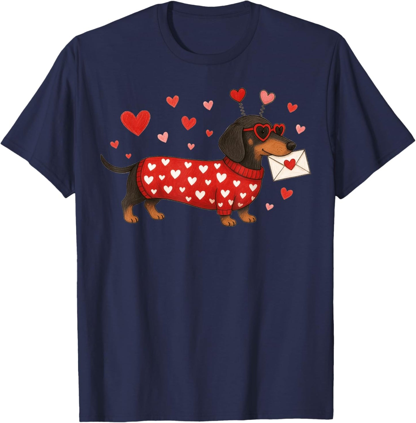 Dachshund Dog Valentine's Day Hearts Weiner Dog Sausage Mum T-Shirt - T-Shirt | Navy