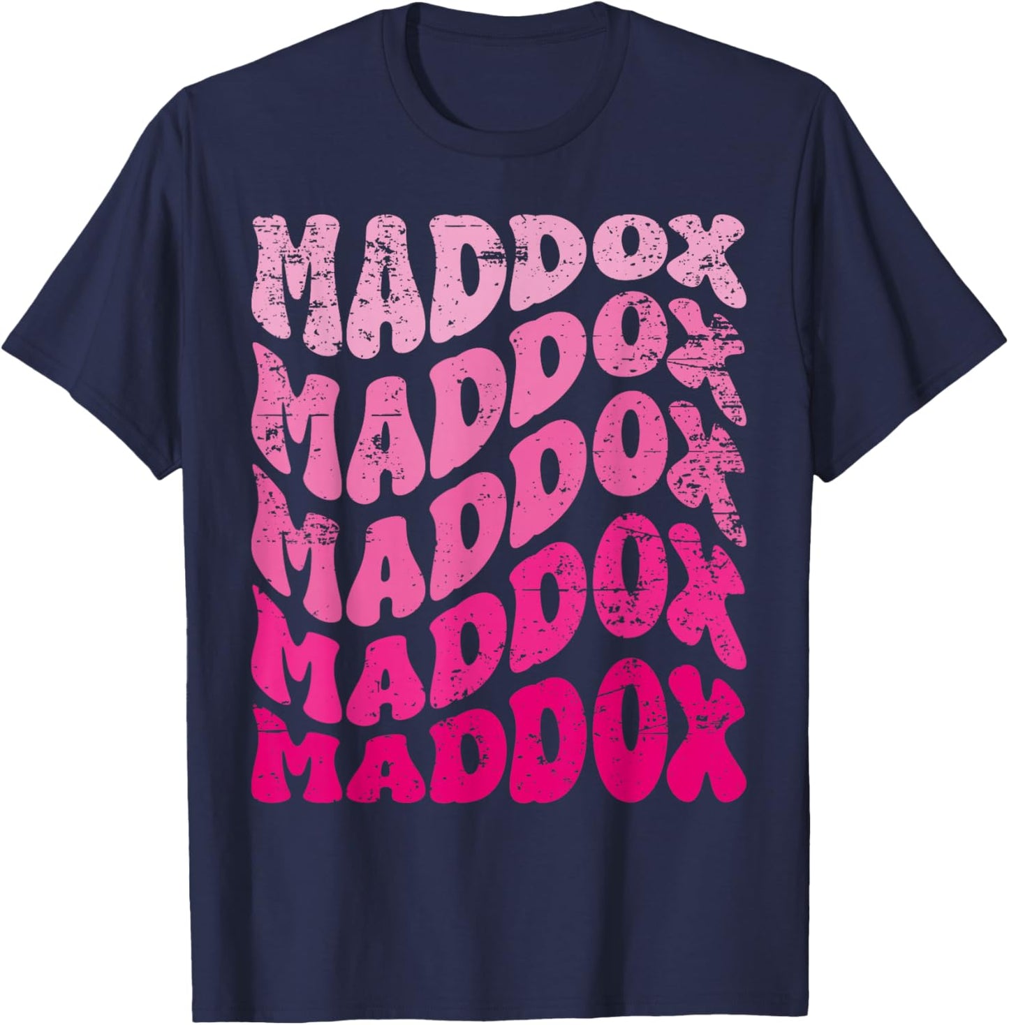 Retro Maddox First Name Personalized Maddox Groovy Vintage T-Shirt - T-Shirt | Navy