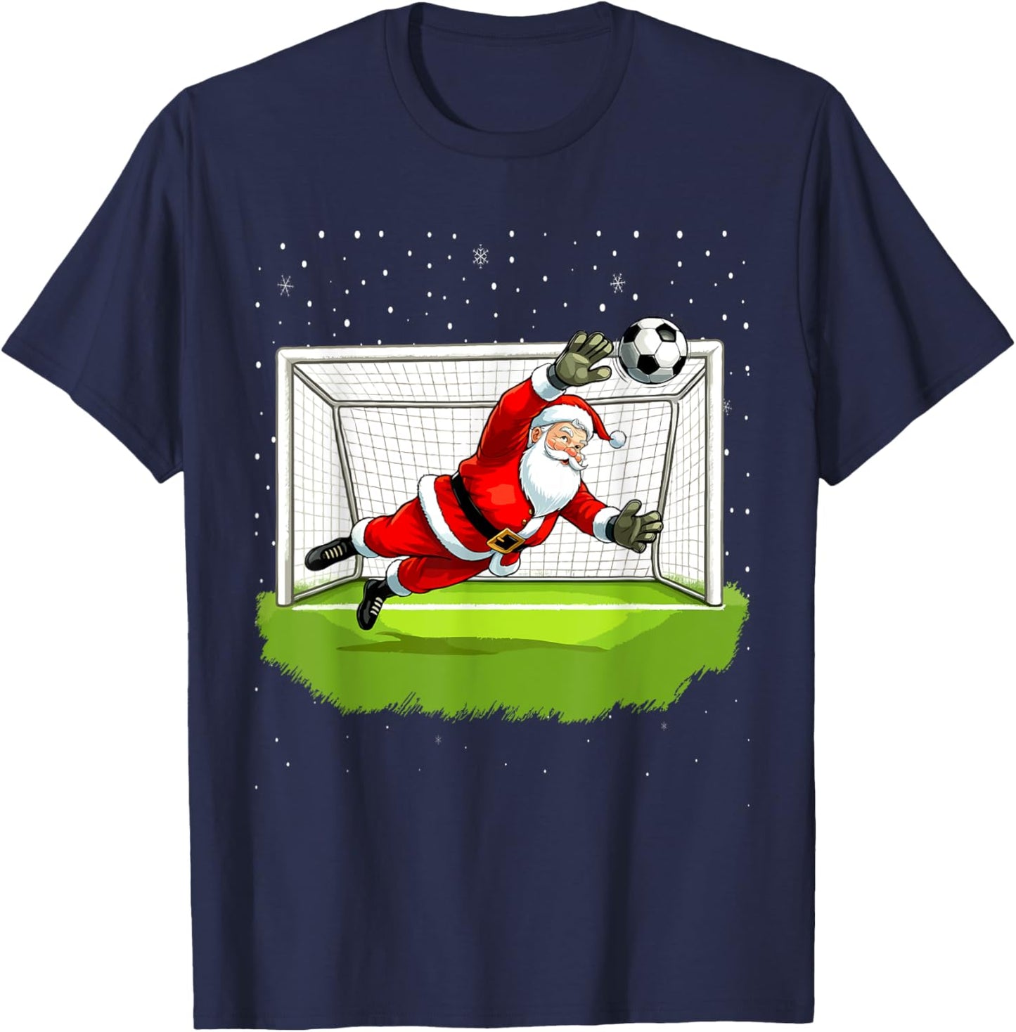 Santa Soccer Goalie Goalkeeper Christmas Sweater T-Shirt - T-Shirt | Navy
