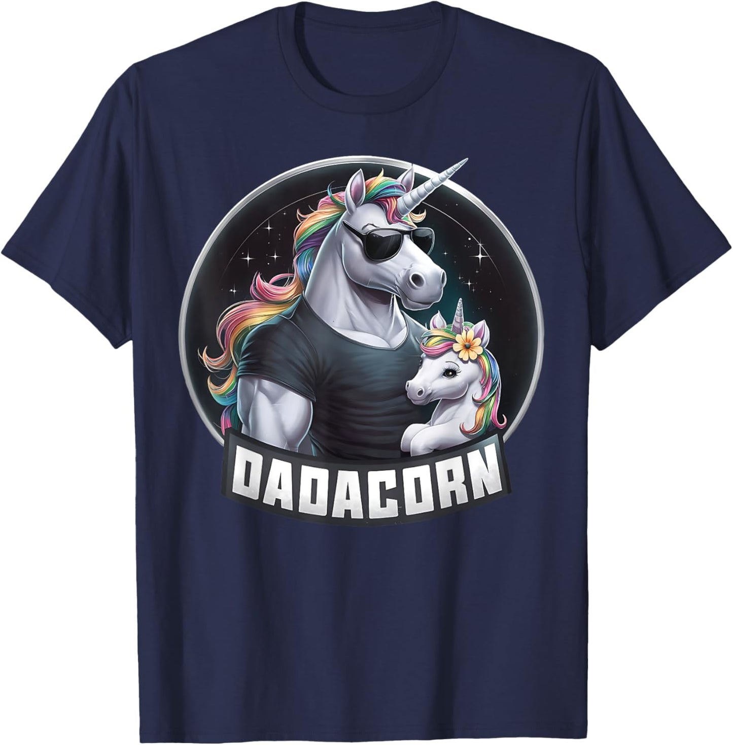 Father's Day Dadacorn Baby Unicorn Dad, Daddy Funny Dadacorn T-Shirt - T-Shirt | Navy