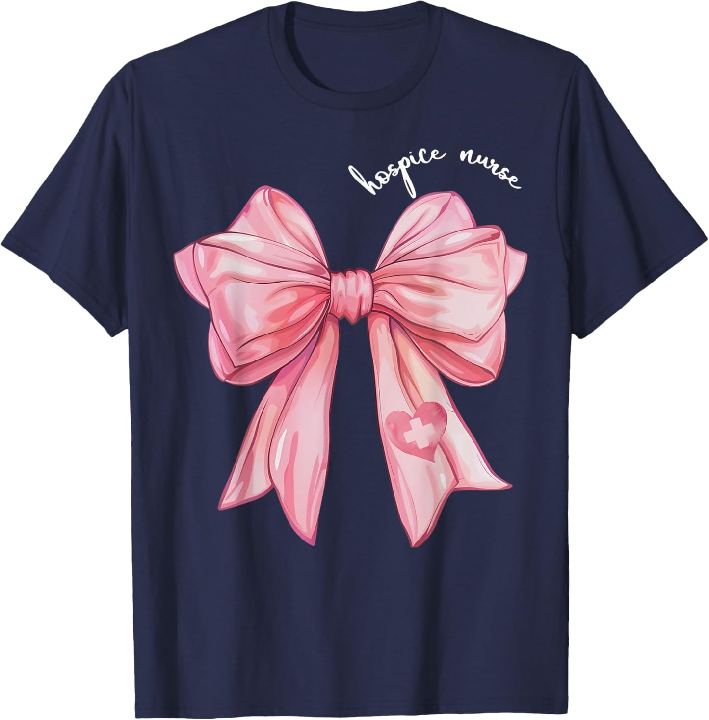 Coquette Bow Hospice Nurse Hospice Aide Palliative Care T-Shirt - T-Shirt | Navy