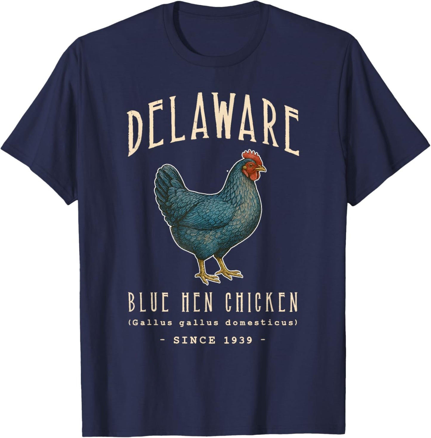 Delaware Blue Hen Chicken State Bird T-Shirt - T-Shirt | Navy