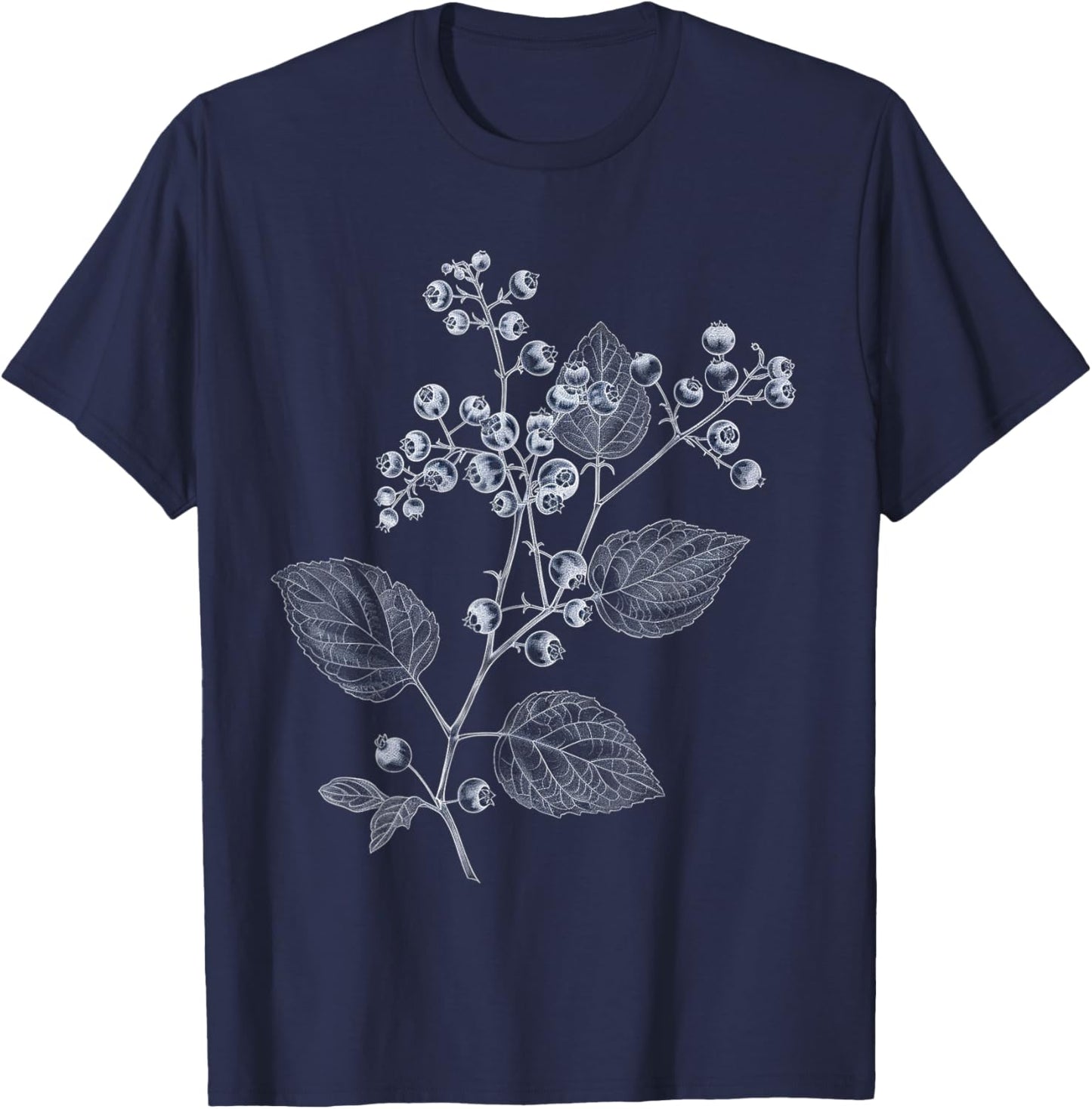Blueberry Botanical Drawing T-Shirt - T-Shirt | Navy