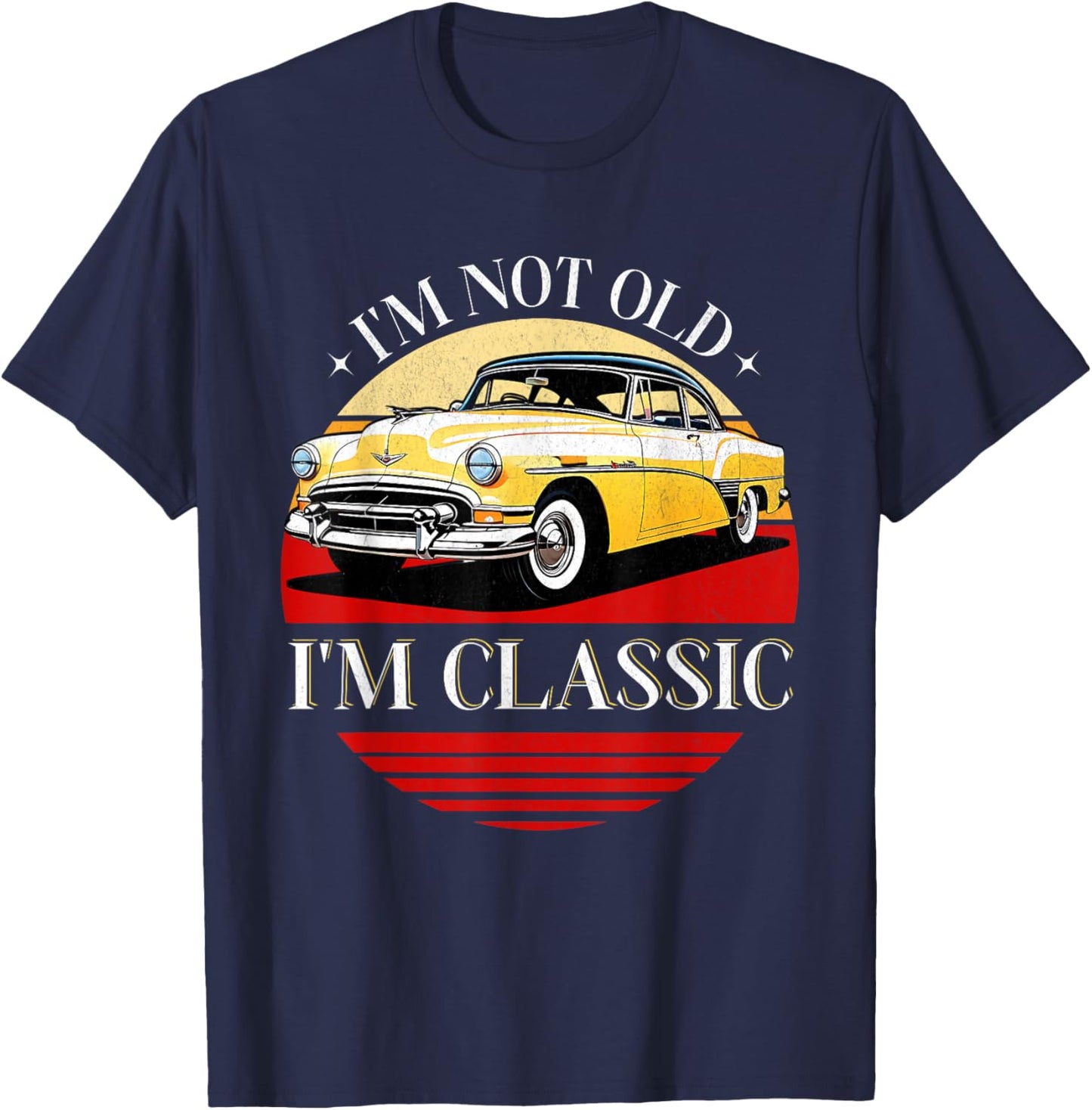 Father's Day Classic Car Retro Mechanic Retired Dad Men Gift T-Shirt - T-Shirt | Navy